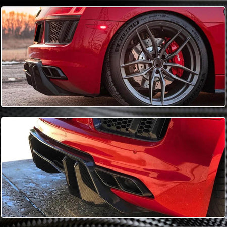 Audi R8 (Gen2 4S) V10 2016-2019 Rear Bumper Diffuser Dry Carbon Fiber-Ahacarbon