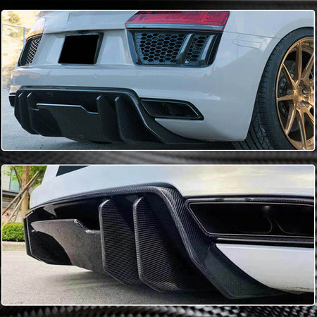 Audi R8 (Gen2 4S) V10 2016-2019 Rear Bumper Diffuser Dry Carbon Fiber-Ahacarbon