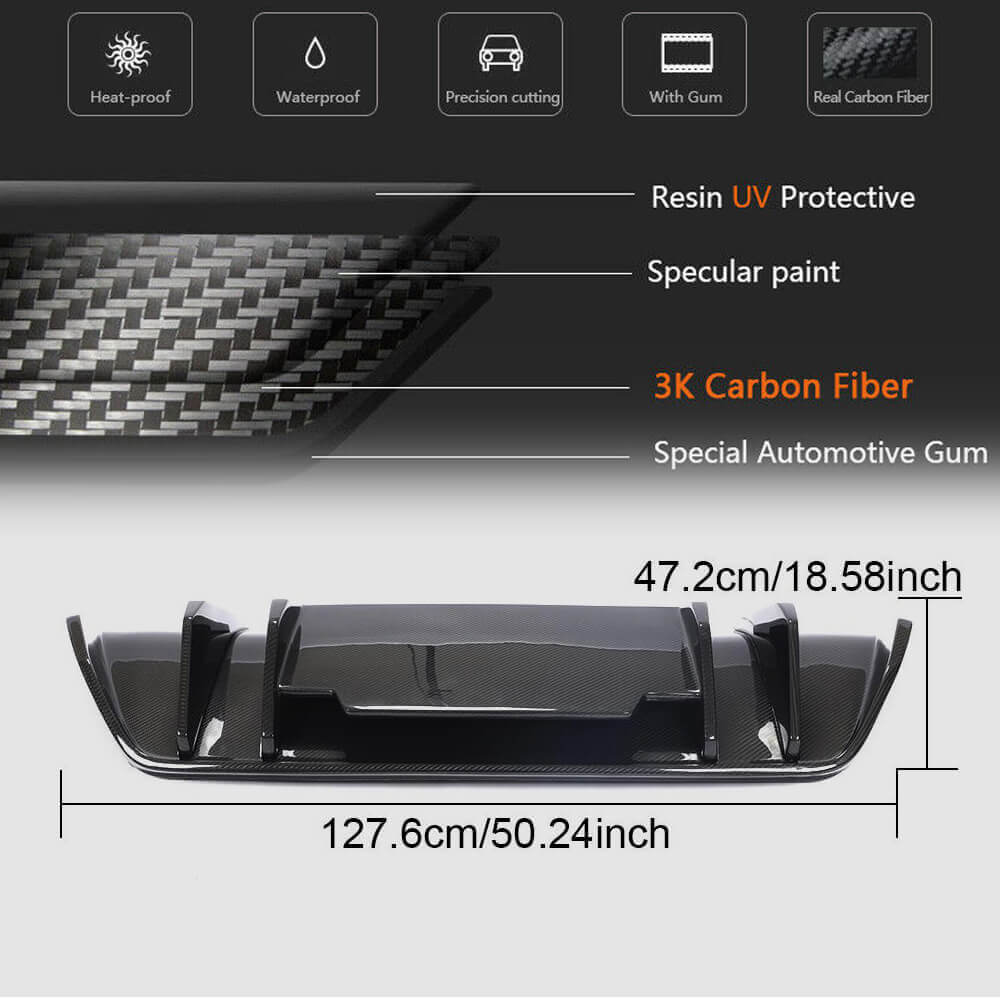 Audi R8 (Gen2 4S) V10 2016-2019 Rear Bumper Diffuser Dry Carbon Fiber-Ahacarbon