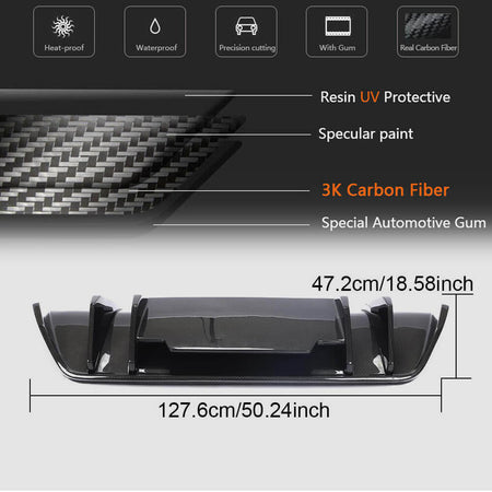Audi R8 (Gen2 4S) V10 2016-2019 Rear Bumper Diffuser Dry Carbon Fiber-Ahacarbon