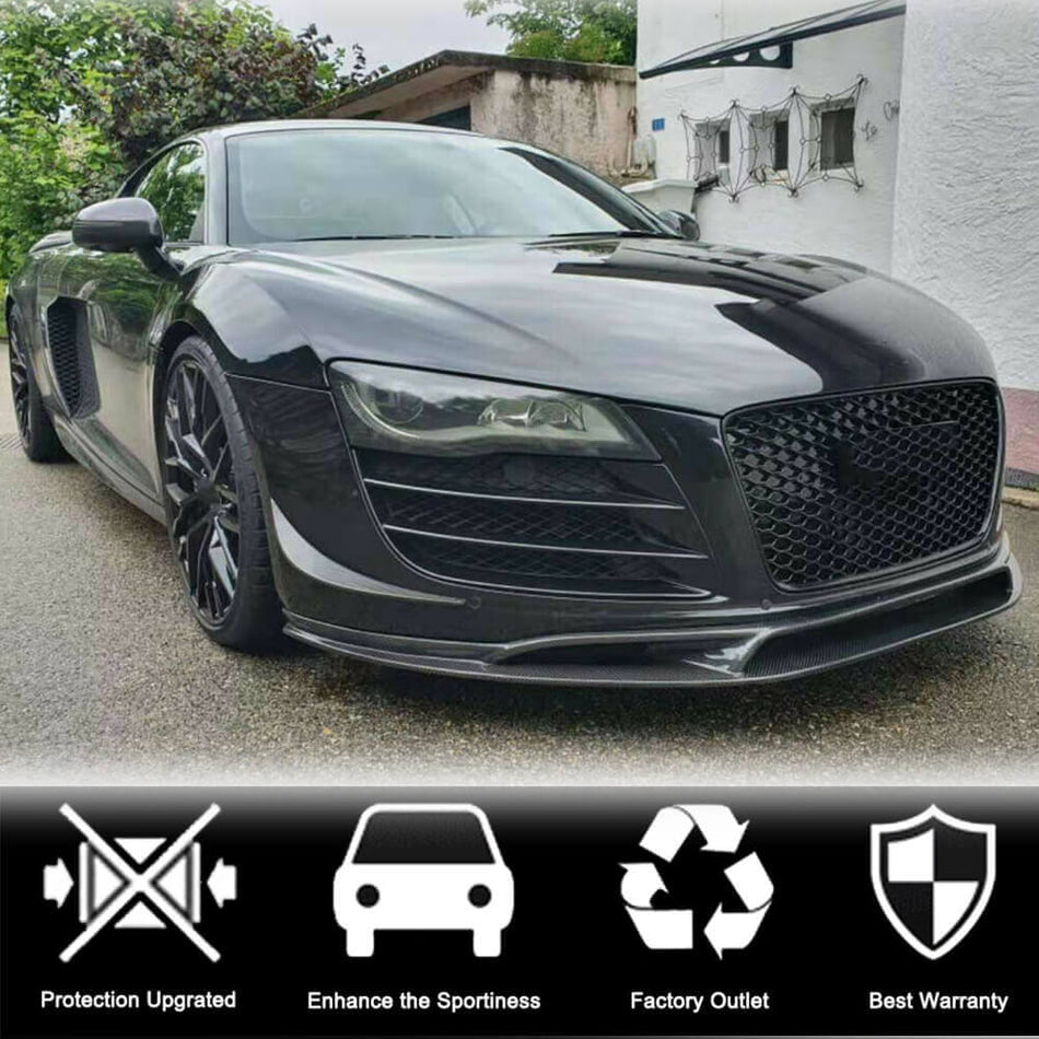 Audi R8 V8 V10 GT Pre-facelift 2008-2015 Front Bumper Lip Carbon Fiber-Ahacarbon