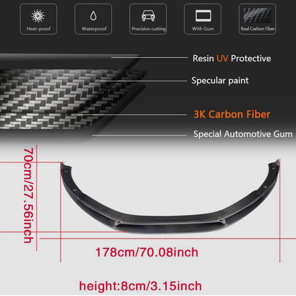 Audi R8 V8 V10 GT Pre-facelift 2008-2015 Front Bumper Lip Carbon Fiber-Ahacarbon