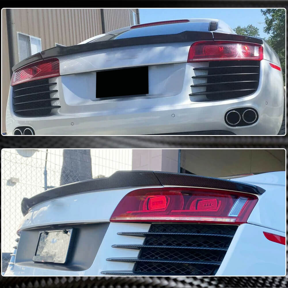 Audi R8 V8 V10 Coupe Pre-facelift 2008-2015 Rear Trunk Spoiler Carbon Fiber-Ahacarbon