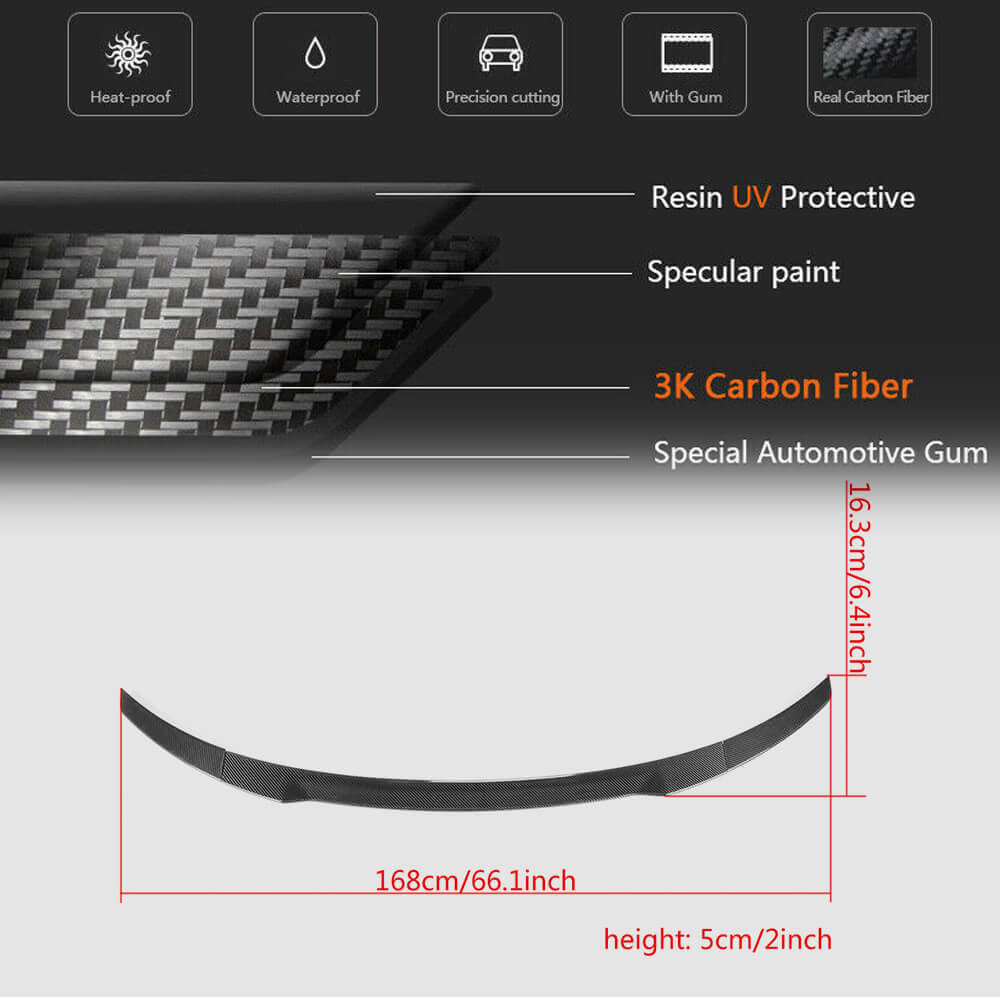 Audi R8 V8 V10 Coupe Pre-facelift 2008-2015 Rear Trunk Spoiler Carbon Fiber-Ahacarbon
