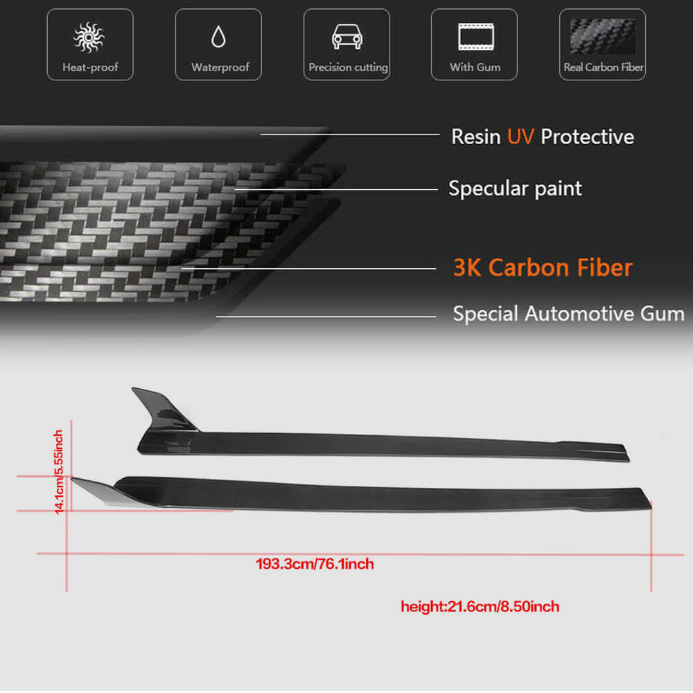 Audi R8 V8 V10 GT Spyder Pre-facelift 2008-2015 Side Skirts Carbon Fiber-Ahacarbon
