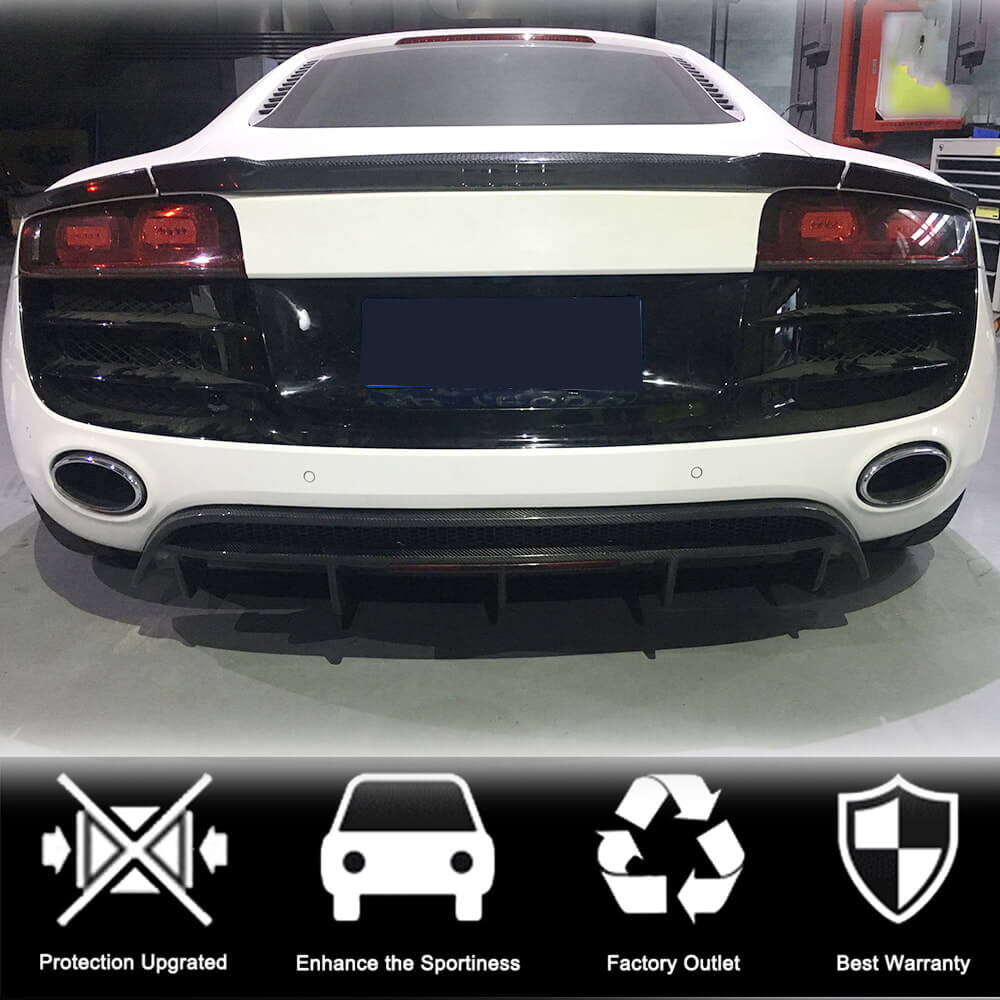 Audi R8 V8 V10 GT Spyder Pre-facelift 2008-2015 Rear Bumper Diffuser Carbon Fiber-Ahacarbon
