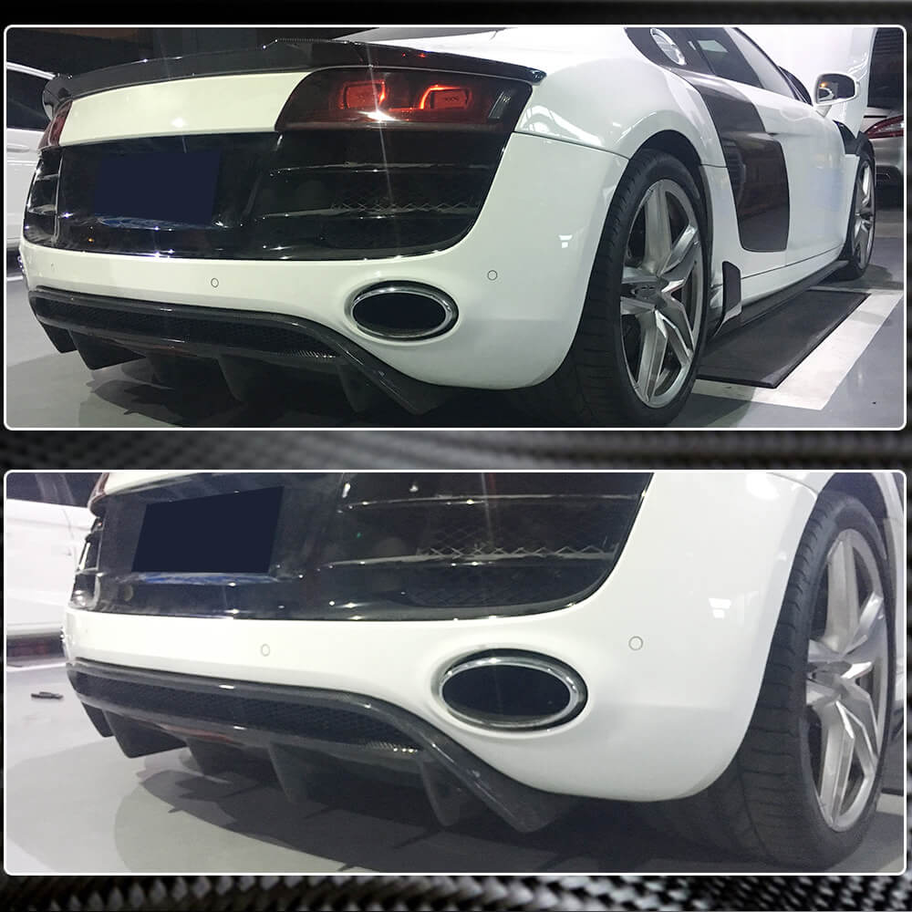 Audi R8 V8 V10 GT Spyder Pre-facelift 2008-2015 Rear Bumper Diffuser Carbon Fiber-Ahacarbon