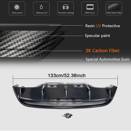 Audi R8 V8 V10 GT Spyder Pre-facelift 2008-2015 Rear Bumper Diffuser Carbon Fiber-Ahacarbon