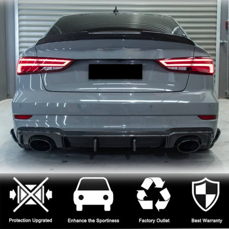 Audi RS3 8V.5 Sedan Facelift 2017-2019 Rear Bumper Diffuser Carbon Fiber-Ahacarbon