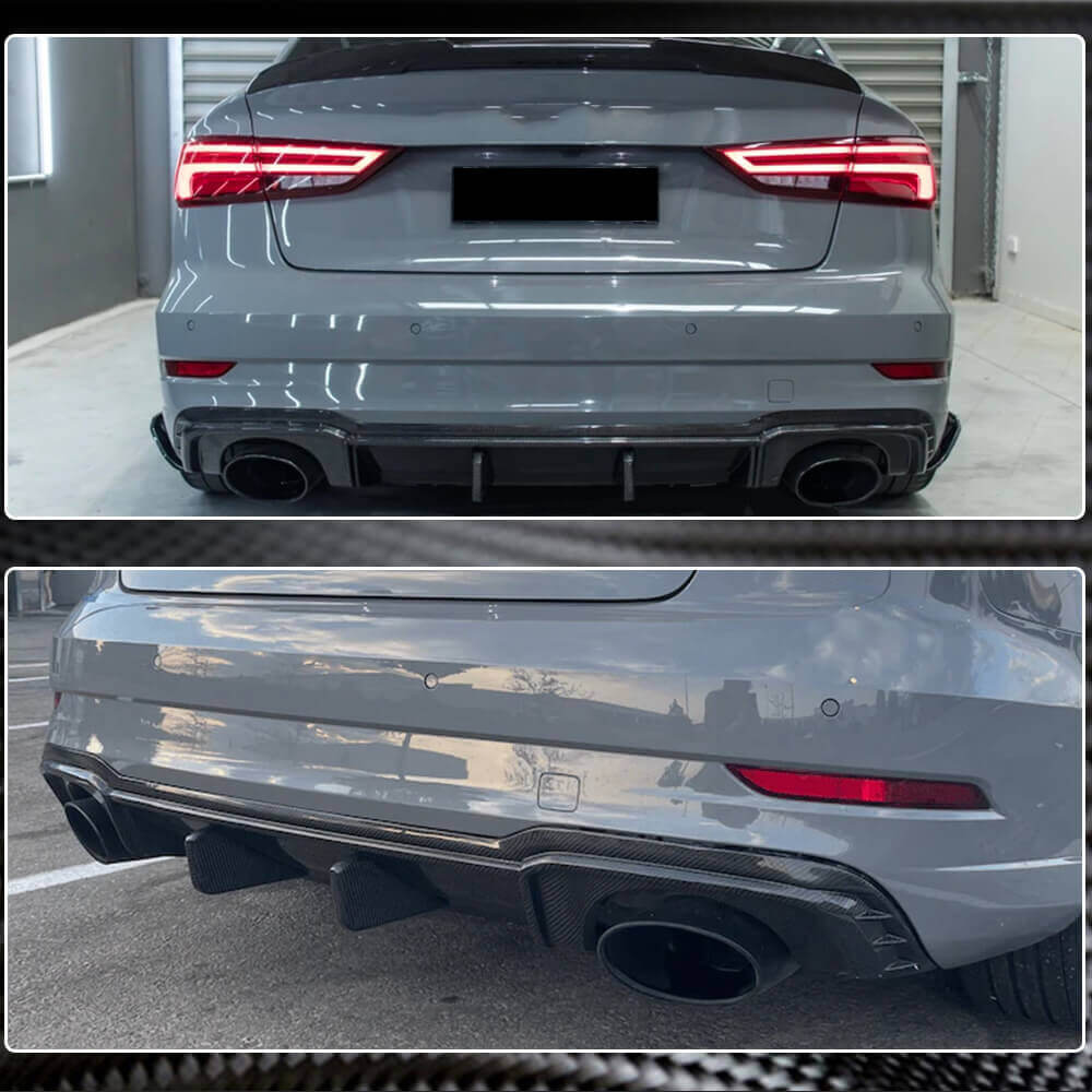 Audi RS3 8V.5 Sedan Facelift 2017-2019 Rear Bumper Diffuser Carbon Fiber-Ahacarbon