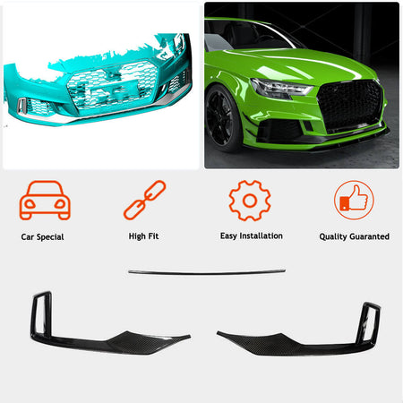 Audi RS3 8V.5 Sedan Facelift 2017-2020 Front Bumper Vents Dry Carbon Fiber-Ahacarbon