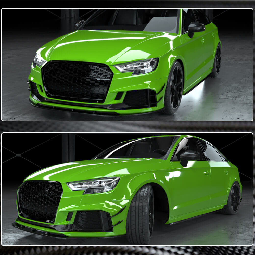 Audi RS3 8V.5 Sedan Facelift 2017-2020 Front Bumper Vents Dry Carbon Fiber-Ahacarbon
