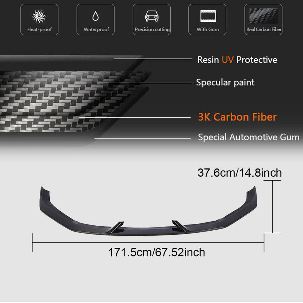 Audi RS3 8V.5 Sedan Facelift 2017-2019 Front Bumper Lip Carbon Fiber-Ahacarbon