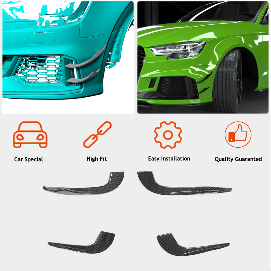 Audi RS3 8V.5 Sedan Facelift 2017-2020 Dry Carbon Fiber Front Bumper Vents 2017-2020-Ahacarbon