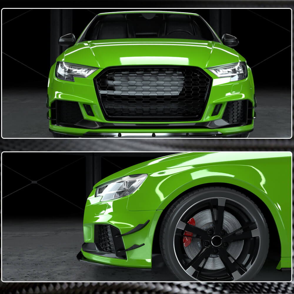 Audi RS3 8V.5 Sedan Facelift 2017-2020 Dry Carbon Fiber Front Bumper Vents 2017-2020-Ahacarbon