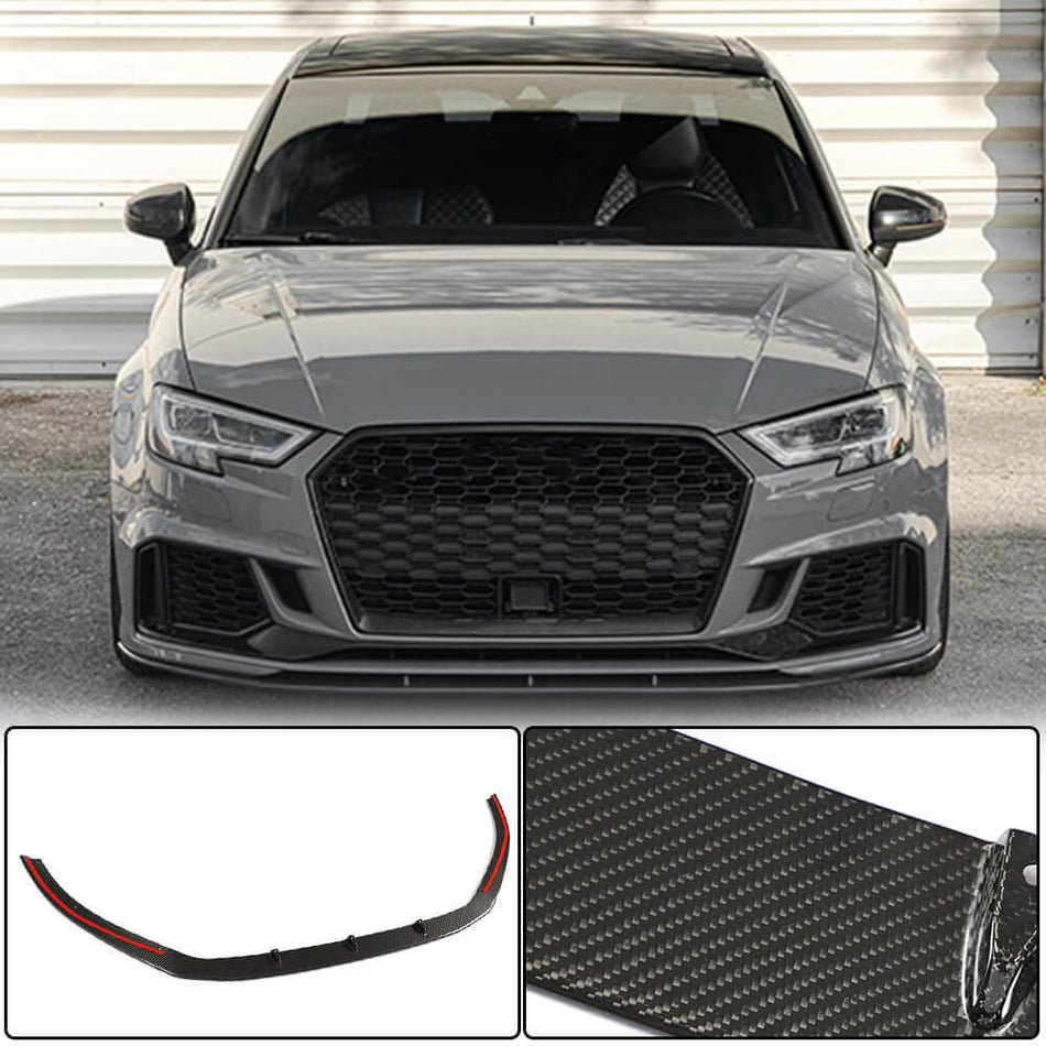 Audi RS3 8V.5 Sedan 2017-2019 Front Bumper Lip Carbon Fiber-Ahacarbon