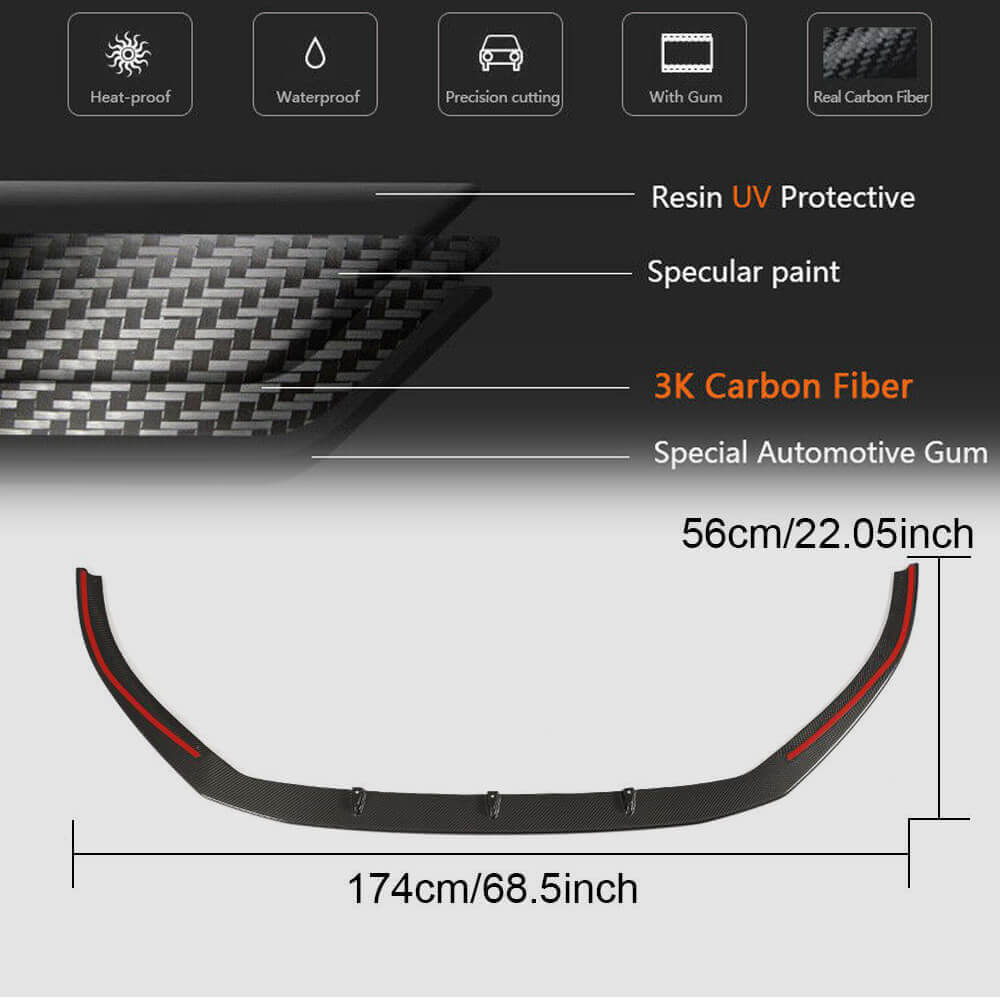 Audi RS3 8V.5 Sedan 2017-2019 Front Bumper Lip Carbon Fiber-Ahacarbon