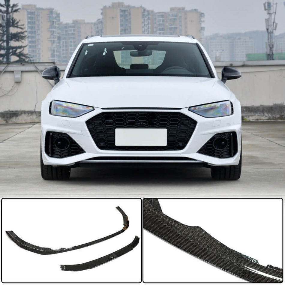 Audi RS4 B9.5 Typ 8W Avant 2020UP Front Bumper Lip Dry Carbon Fiber-Ahacarbon