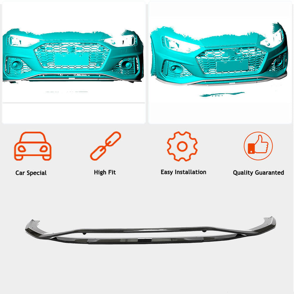 Audi RS4 B9.5 Typ 8W Avant 2020UP Front Bumper Lip Dry Carbon Fiber-Ahacarbon