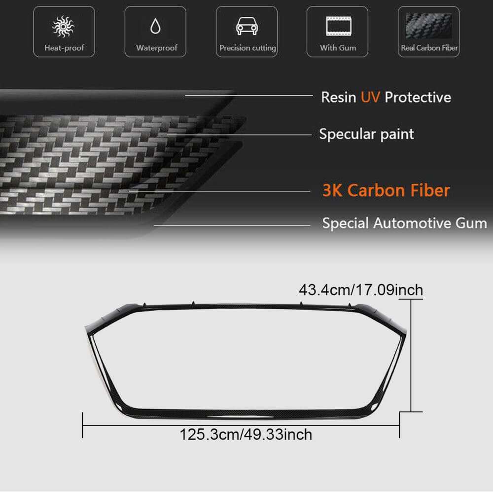 Audi RS6 C8 Avant 2019-2022 Front Grille Dry Carbon Fiber-Ahacarbon