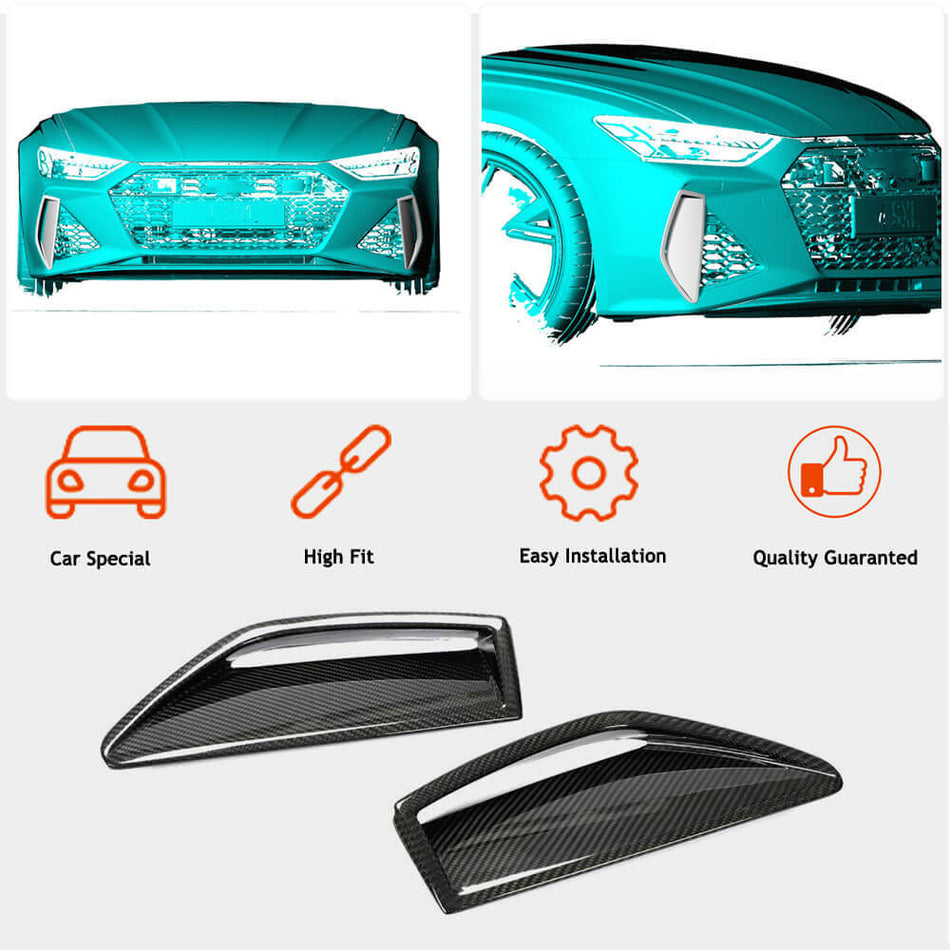 Audi RS6 C8 Avant 2019-2022 Front Bumper Vents Dry Carbon Fiber-Ahacarbon