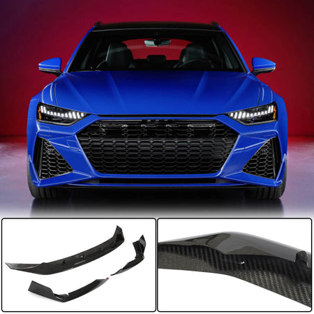 Audi RS6 C8 2019-2022 Front Bumper Lip Dry Carbon Fiber-Ahacarbon