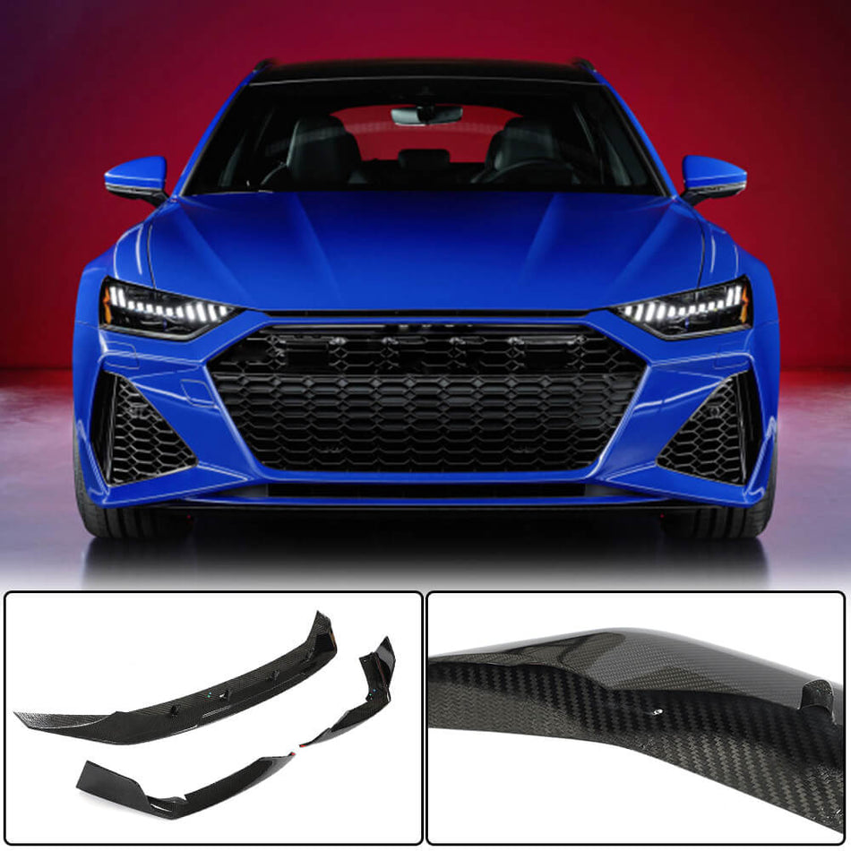 Audi RS6 C8 2019-2022 Front Bumper Lip Dry Carbon Fiber-Ahacarbon