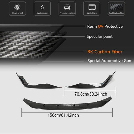 Audi RS6 C8 2019-2022 Front Bumper Lip Dry Carbon Fiber-Ahacarbon