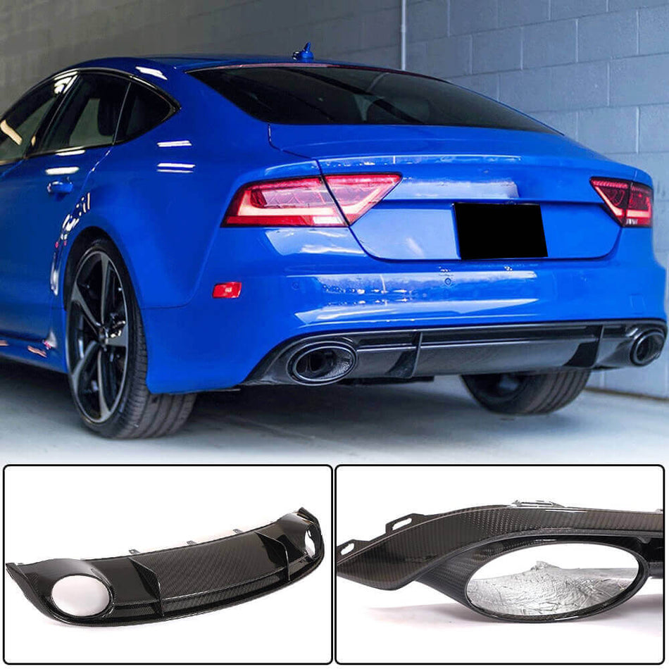 Audi RS7 C7 2014-2016 Rear Bumper Diffuser Dry Carbon Fiber-Ahacarbon