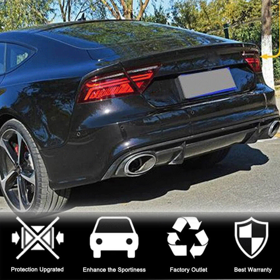 Audi RS7 C7 2014-2016 Rear Bumper Diffuser Dry Carbon Fiber-Ahacarbon