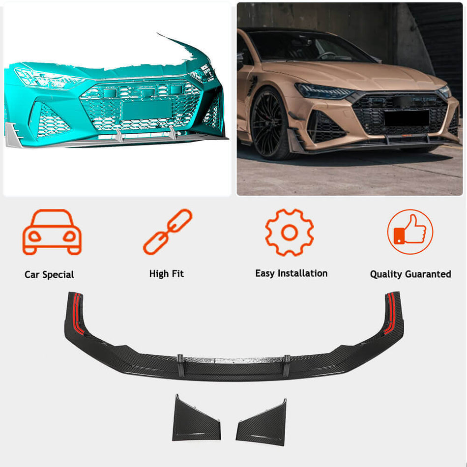 Audi RS7 C8 Sportback 2020UP Front Bumper Lip DRY Carbon Fiber-Ahacarbon