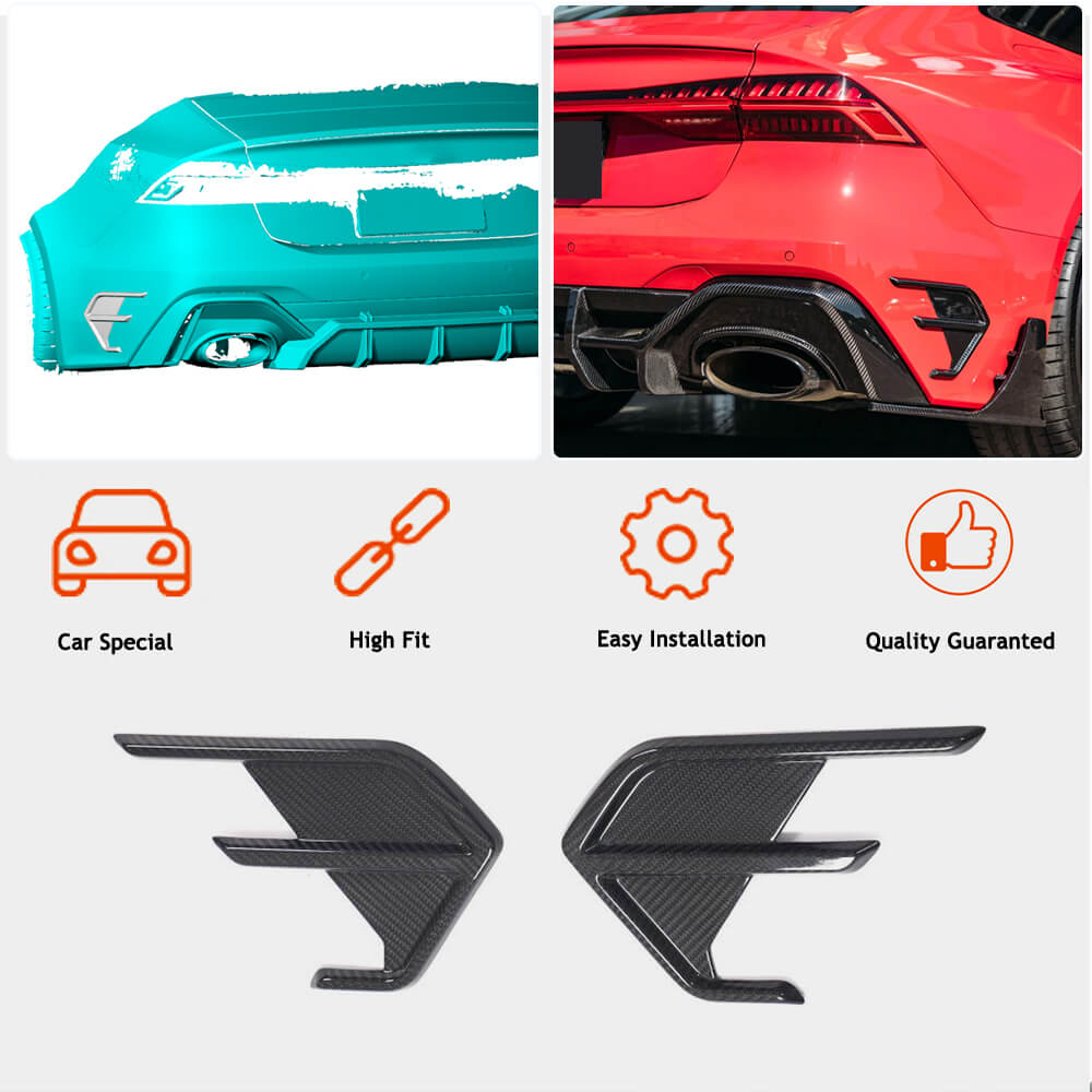 Audi RS7 C8 Sportback 2019-2022 Rear Bumper Vents Dry Carbon Fiber-Ahacarbon