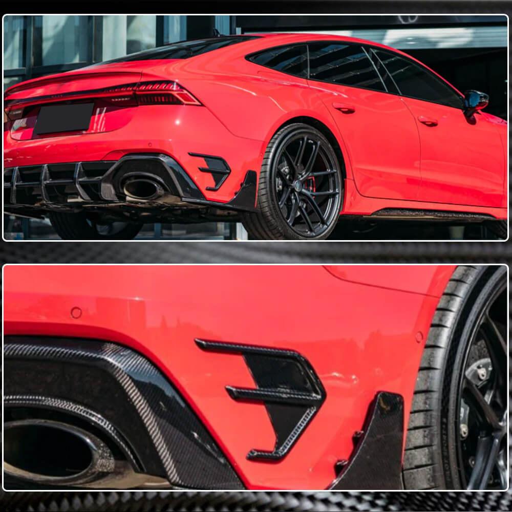 Audi RS7 C8 Sportback 2019-2022 Rear Bumper Vents Dry Carbon Fiber-Ahacarbon