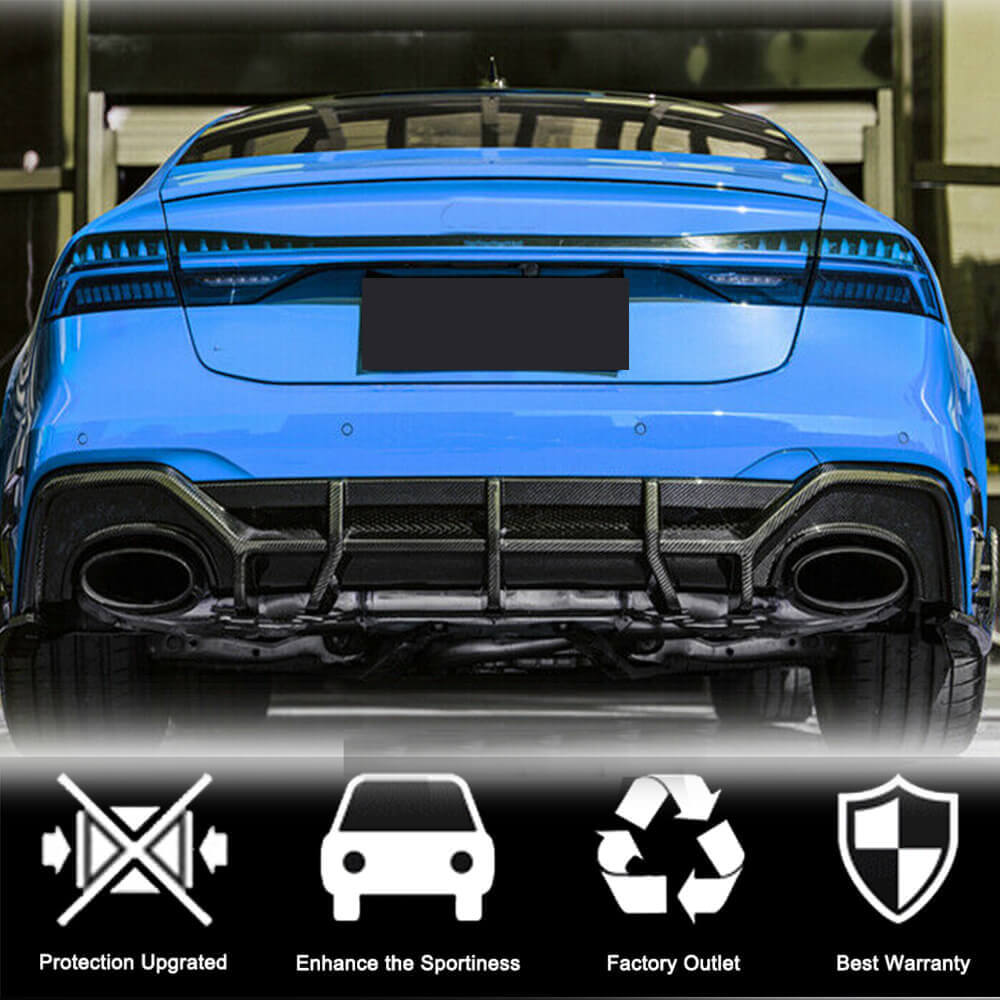 Audi RS7 C8 Sportback 2020-2022 Rear Bumper Diffuser Dry Carbon Fiber-Ahacarbon