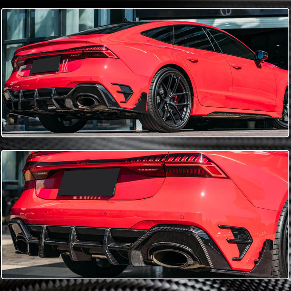 Audi RS7 C8 Sportback 2020-2022 Rear Bumper Diffuser Dry Carbon Fiber-Ahacarbon