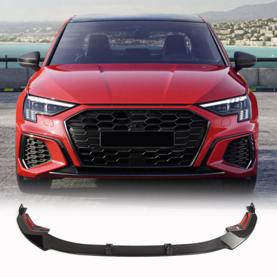 Audi S3 8Y Sedan 2021-2023 Front Bumper Lip Dry Carbon Fiber-Ahacarbon