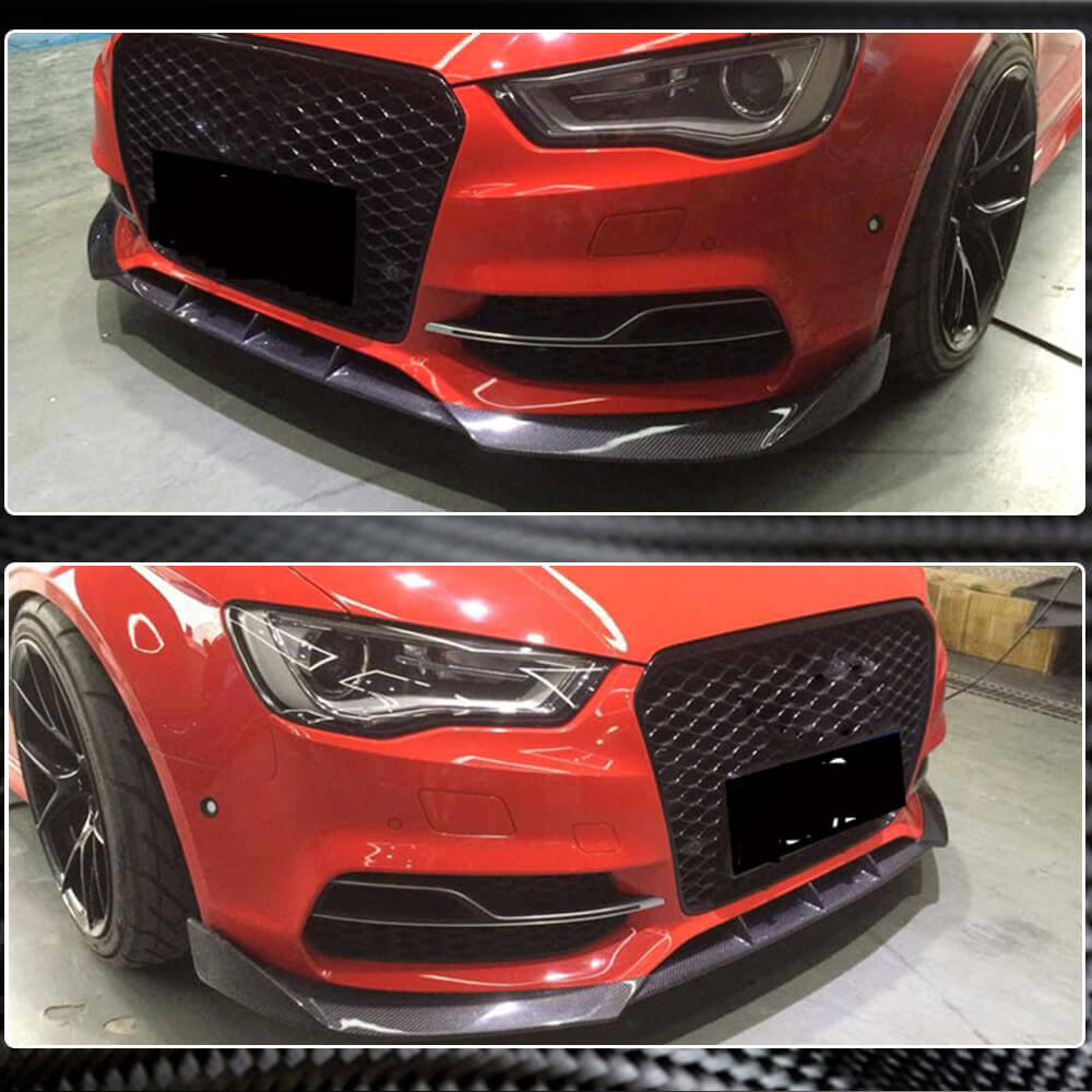 Audi S3 A3 Sline 8V Sedan Pre-facelift 2014-2016 Front Bumper Lip Carbon Fiber-Ahacarbon