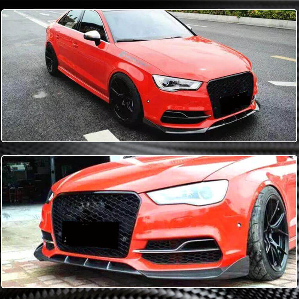 Audi S3 A3 Sline 8V Sedan Pre-facelift 2014-2016 Front Bumper Lip Carbon Fiber-Ahacarbon