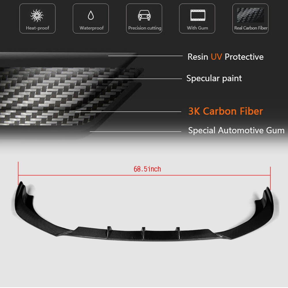 Audi S3 A3 Sline 8V Sedan Pre-facelift 2014-2016 Front Bumper Lip Carbon Fiber-Ahacarbon