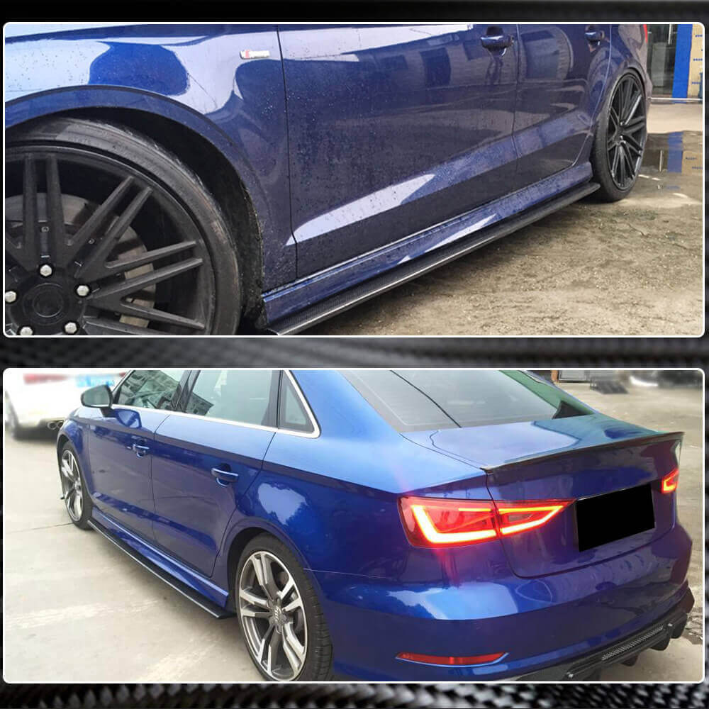 Audi S3 A3 Sline 8V 8V.5 Sedan 2014-2019 Side Skirts Carbon Fiber-Ahacarbon