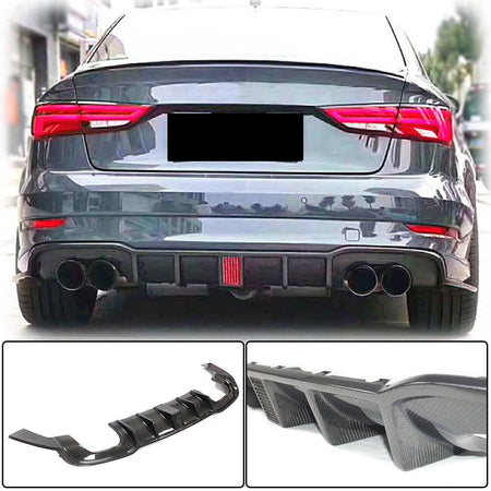 Audi S3 A3 Sline 8V.5 Sedan Facelift 2017-2020 Rear Bumper Diffuser Carbon Fiber-Ahacarbon