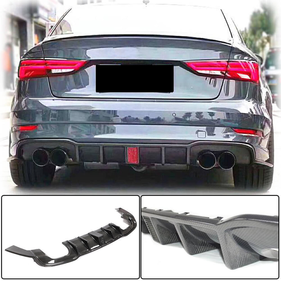 Audi S3 A3 Sline 8V.5 Sedan Facelift 2017-2020 Rear Bumper Diffuser Carbon Fiber-Ahacarbon