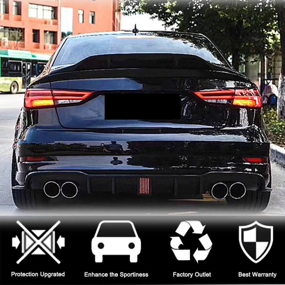 Audi S3 A3 Sline 8V.5 Sedan Facelift 2017-2020 Rear Bumper Diffuser Carbon Fiber-Ahacarbon