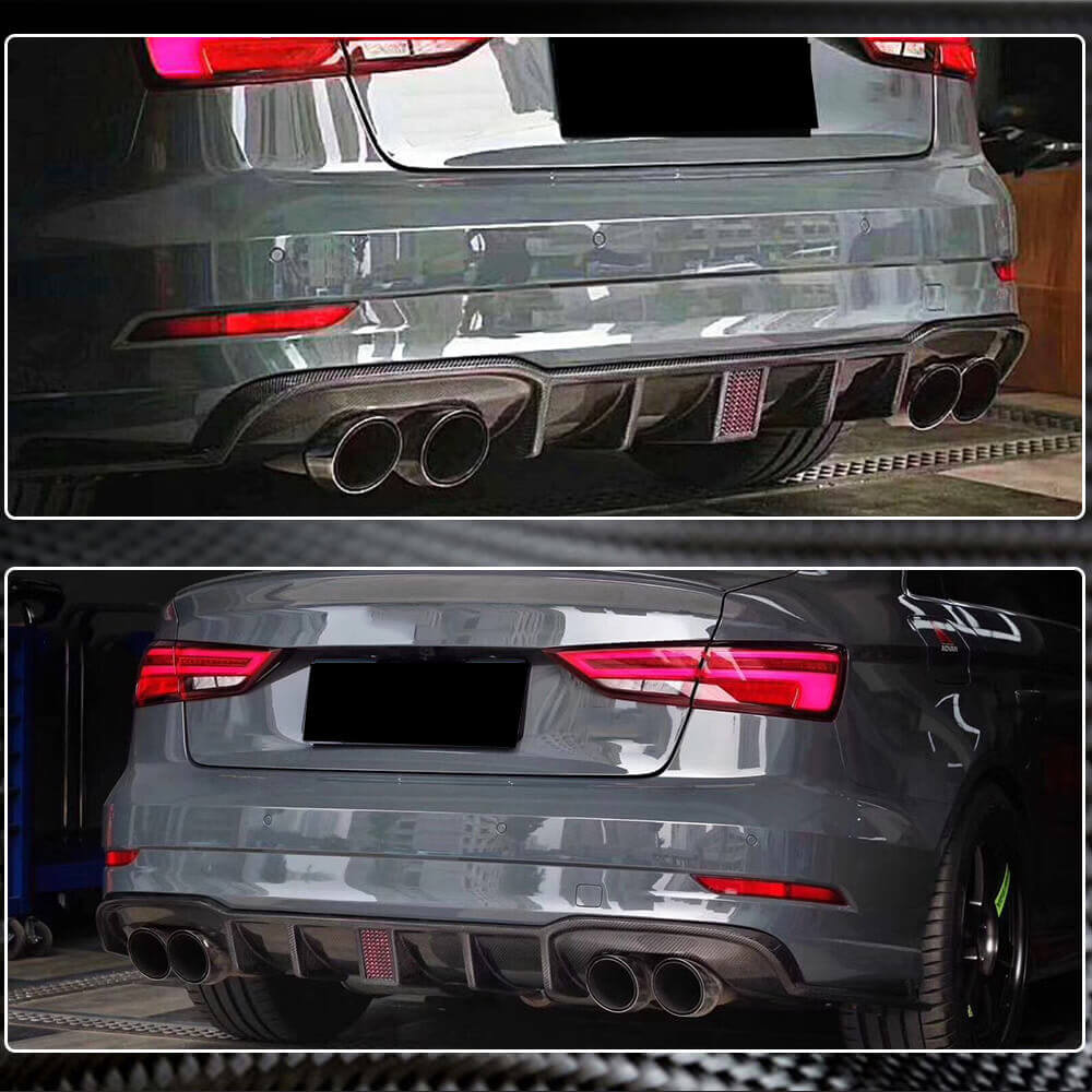 Audi S3 A3 Sline 8V.5 Sedan Facelift 2017-2020 Rear Bumper Diffuser Carbon Fiber-Ahacarbon