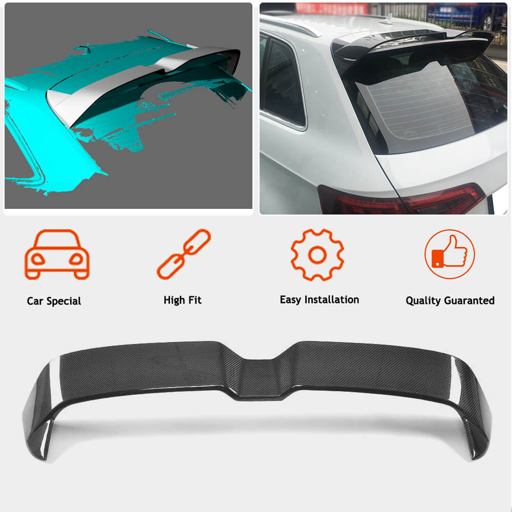 Audi S3 A3 Sline RS3 8V 8V.5 2014-2019 Rear Roof Spoiler Carbon Fiber/FRP-Ahacarbon