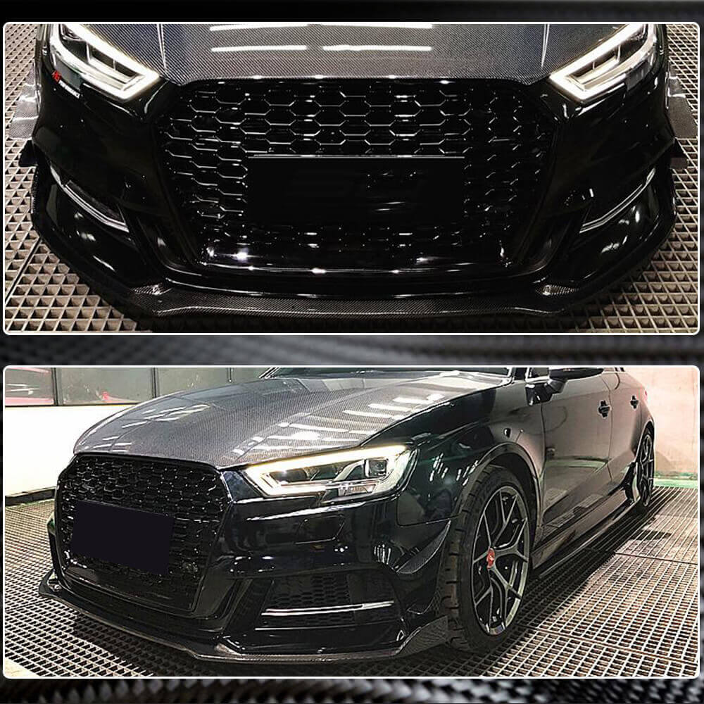Audi S3 A3 Sline 8V.5 Sedan Facelift 2017-2020 Front Bumper Lip Carbon Fiber-Ahacarbon