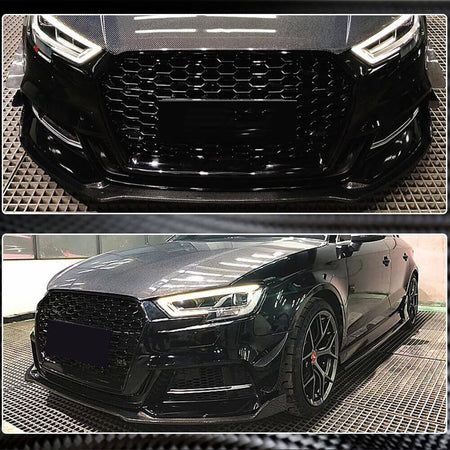 Audi S3 A3 Sline 8V.5 Sedan Facelift 2017-2020 Front Bumper Lip Carbon Fiber-Ahacarbon