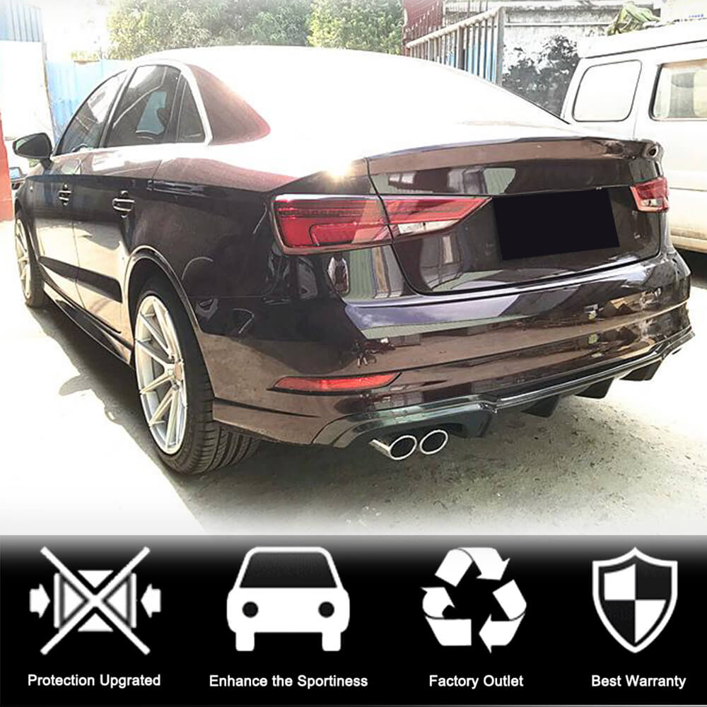 Audi S3 A3 8V Sline Sedan Facelift 2017-2020 Rear Bumper Diffuser Lip Carbon Fiber-Ahacarbon