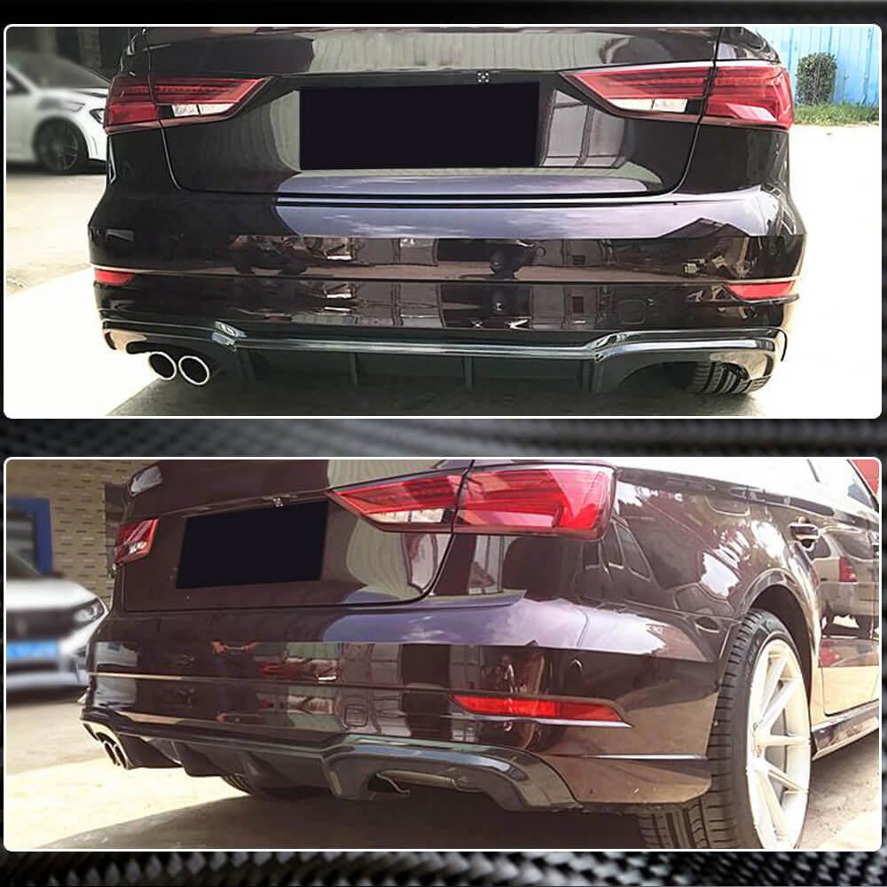 Audi S3 A3 8V Sline Sedan Facelift 2017-2020 Rear Bumper Diffuser Lip Carbon Fiber-Ahacarbon