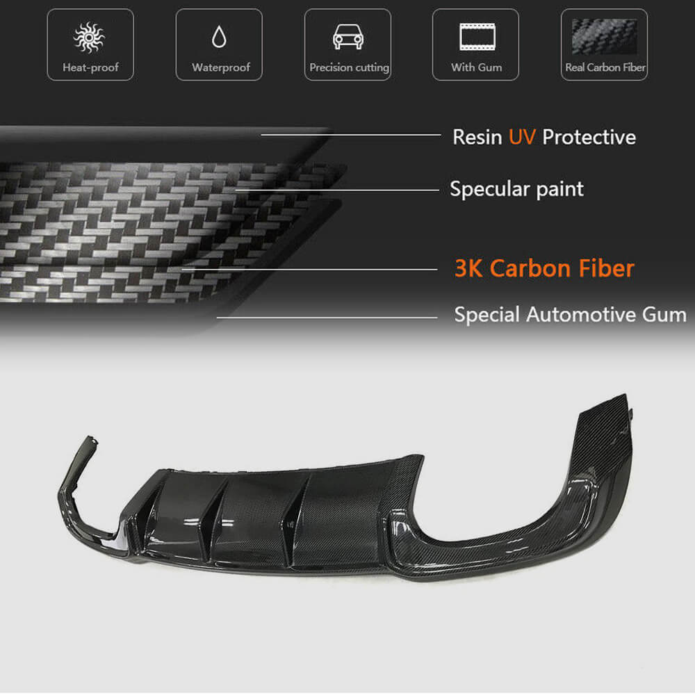 Audi S3 A3 8V Sline Sedan Facelift 2017-2020 Rear Bumper Diffuser Lip Carbon Fiber-Ahacarbon